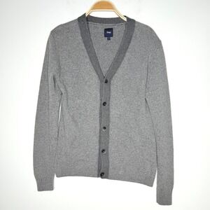 Gap‎ Men Gray Button Up Cardigan Sweater Knit Size Medium Cotton Blend